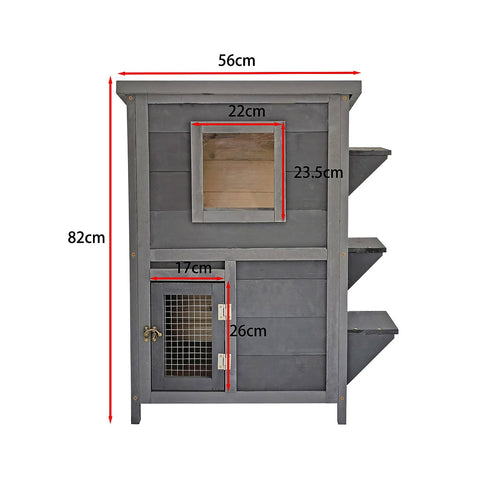 2-Story Wooden Cat House – Weatherproof Indoor/Outdoor Pet Shelter with Bitumen Roof