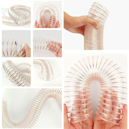 2m PU Flexible Ducting Hose – Clear Ventilation Tube for Dust, Fume & Woodworking Extraction