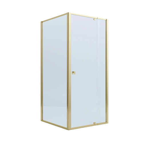 Adjustable Semi Frameless Shower Screen Front: (74~82)x195cm with Gold Hardware and Side: (77~80)x195cm