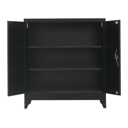 Two-Door Metal Locker - Black with Legs