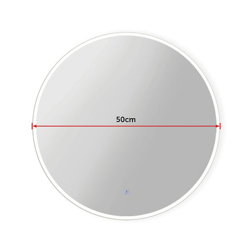 50cm Round LED Bathroom Vanity Mirror – Wall-Mounted with Touch Sensor & Colour Temp Control