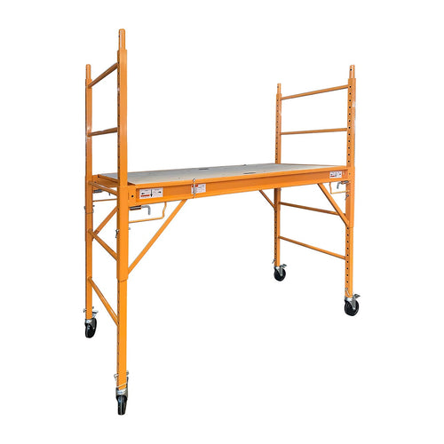 Mobile Scaffold Ladder - Yellow, Wheeled, 450kg Capacity