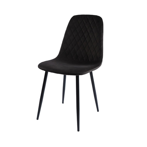 Dining Chair Set of 4 Faux Suede Upholstered Metal Legs Padded Kitchen Dining Chairs Suede Black