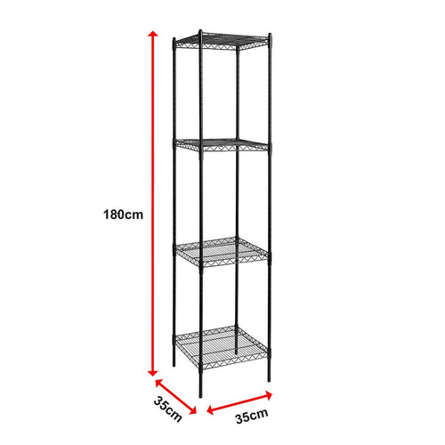Modular Wire Storage Shelf 350 x 350 x 1800mm Steel Shelving - Baking Black Technology