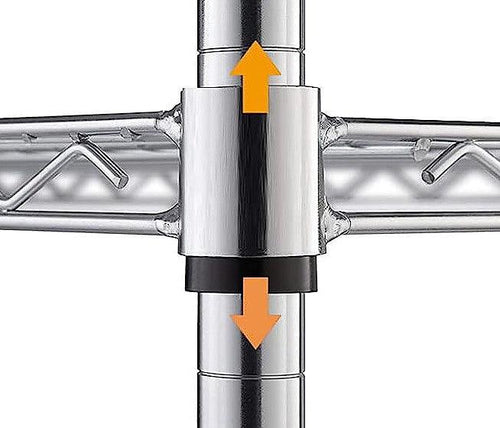 Modular Wire Storage Shelf 1200 x 450 x 1800mm Steel Shelving - Carbon Chrome Plated with Wheels