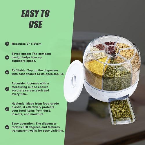 Rice Storage Cereal Dispenser Grain Container Rotating Dry Food Box