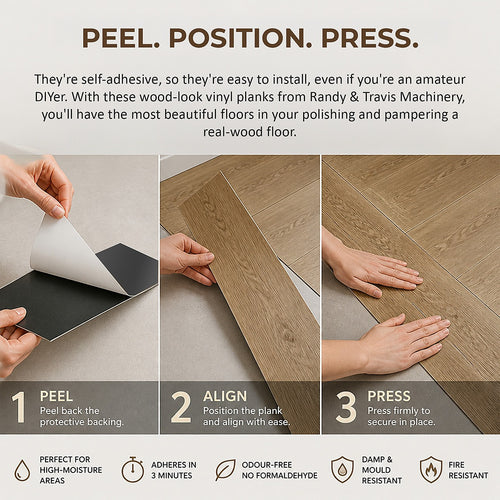 Self Adhesive Vinyl Floor Tiles Peel & Stick Flooring Grain Elm Look 16 Pack 2.3m²