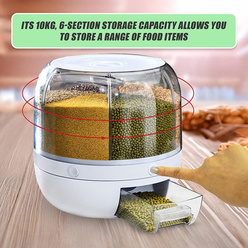 Rice Storage Cereal Dispenser Grain Container Rotating Dry Food Box