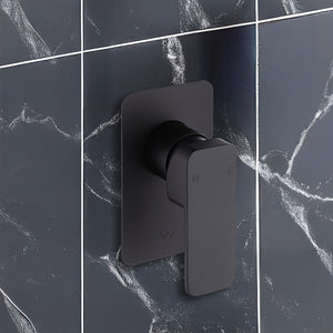 Single Square Shower Bath Mixer Tap Bathroom WATERMARK Approved - Black