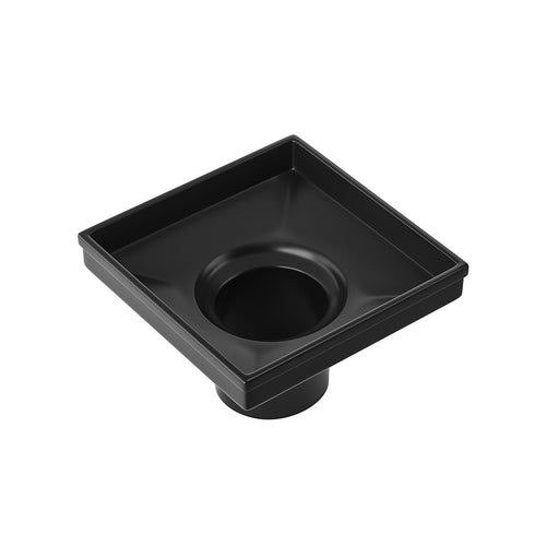 10 x 10cm Square Shower Drain with Tile Insert Grate – Matte Black Stainless Steel