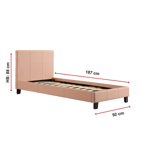 Single Bed Frame Pink PU Leather