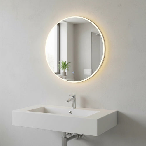 60cm Round LED Bathroom Vanity Mirror – Wall-Mounted with Touch Sensor & Colour Temp Control