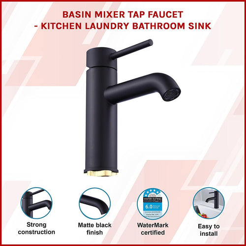  Basin Mixer Tap Faucet -Kitchen Laundry Bathroom Sink 