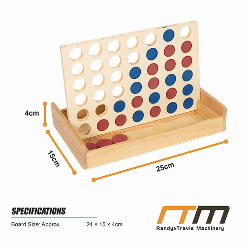 Wooden 4 in a Row Game Classic Family Board Game
