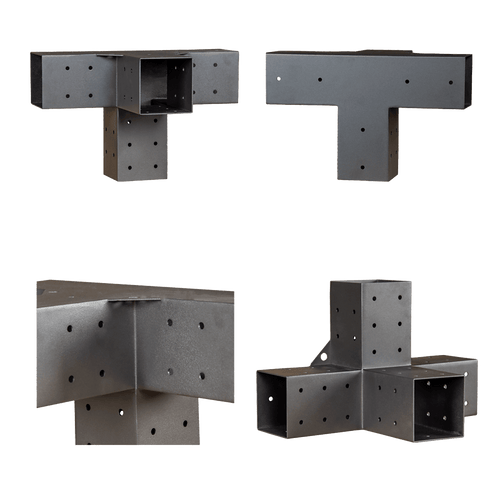 Roof Pergola Gazebo Shed Matte Black Steel Double with Black Screens Brackets DIY Kits