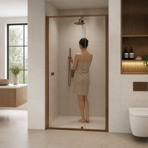 Semi-Frameless Shower Screen – Dust Brown, Front: (114~122)x195cm, No Side Return