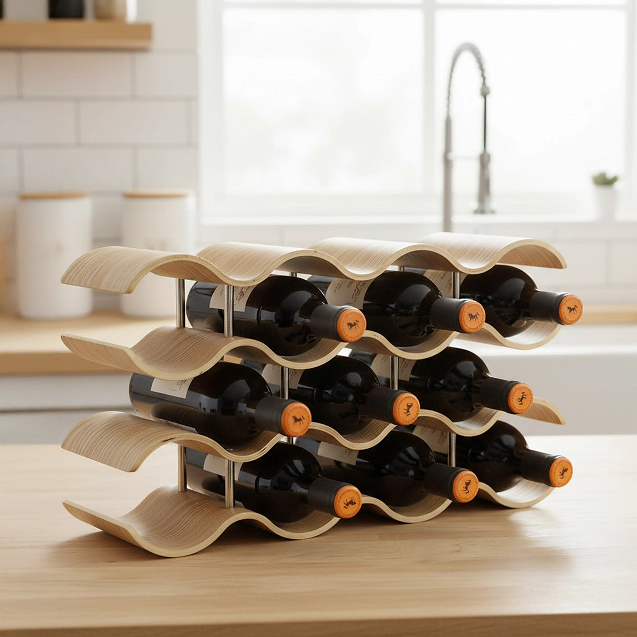 Wooden Wave Wine Rack/Creative Home Grape Wine Holder Shelf Cabinet ...