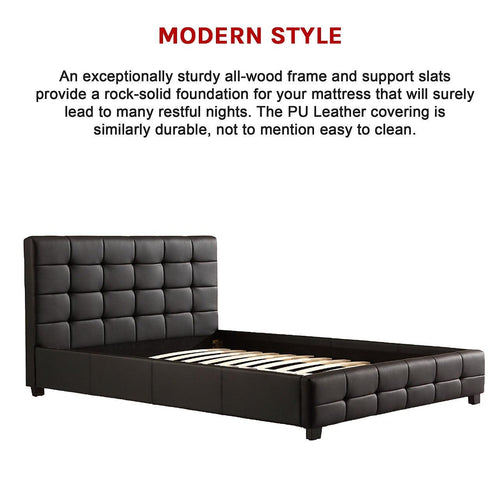 Double Black PU Leather Deluxe Bed Frame