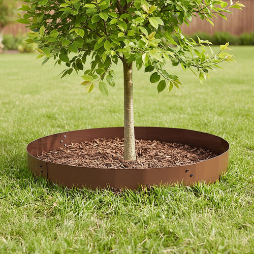60cm Steel Garden Tree Ring with Spikes – Durable Root Barrier & Edging Guard