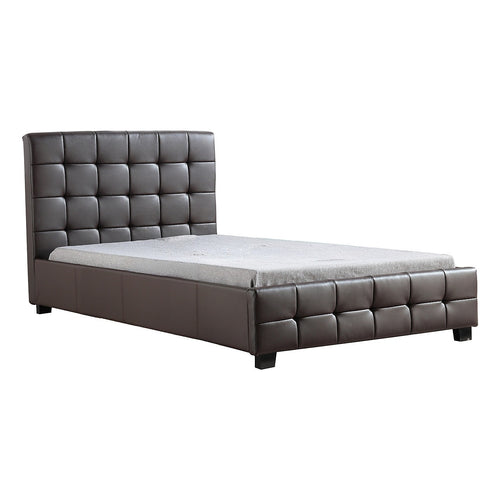King Single Deluxe Brown PU Leather Upholstered Bed Frame with Headboard & Slats