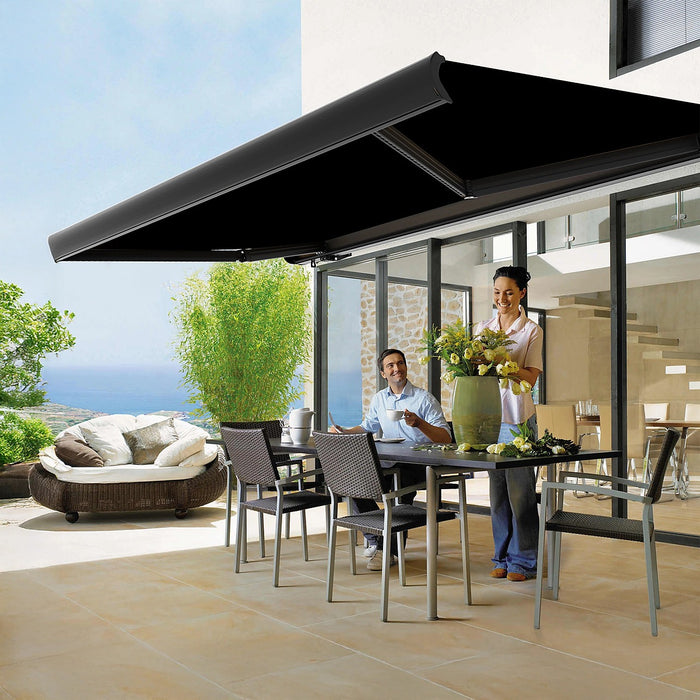 Heavy Duty Full Cassette Retractable Awning: Motorised 4x3m Black Sunshade