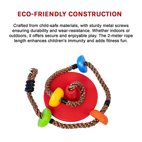 Playground Climbing Rope Swing with Disc – Outdoor Rotating Swing for Kids & Adults