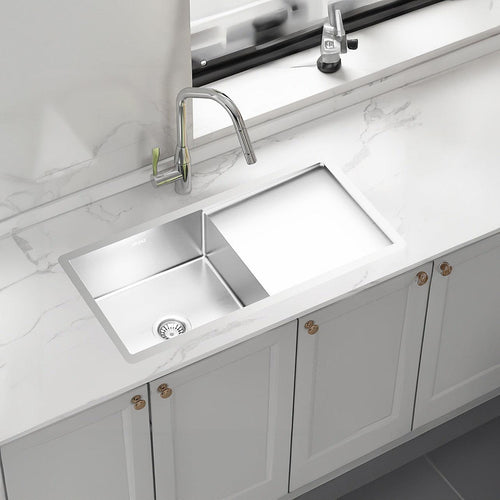 950x450mm Stainless Steel Handmade 1.5mm Sink with Waste in Stainless Steel with brushed finish Finish