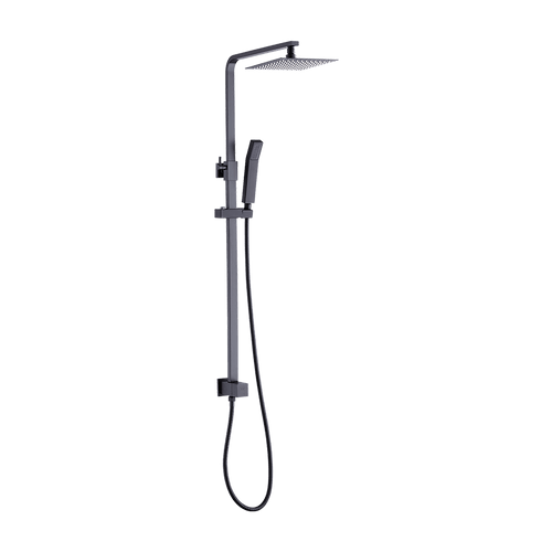 WELS 8" Rain Shower Head Set Square Dual Heads Faucet High Pressure Hand Held
