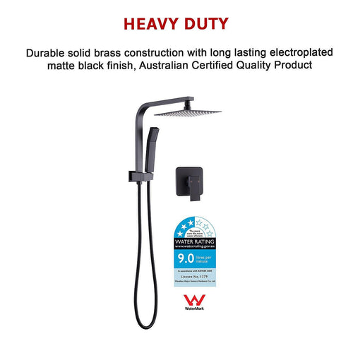 WELS 8" Rain Shower Head Set Square Dual Heads Faucet High Pressure With Mixer