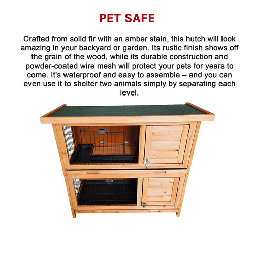 Large Rabbit Hutch with BASE Chicken Coop 2-Storey Guinea Pig Pet Cage House