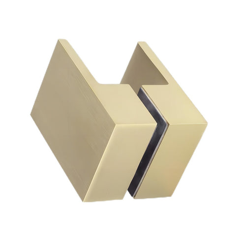 120x90cm Corner Frameless Shower Screen with Gold Wall & Floor U Brackets and Brass Hinges, Square Double Pull Handle
