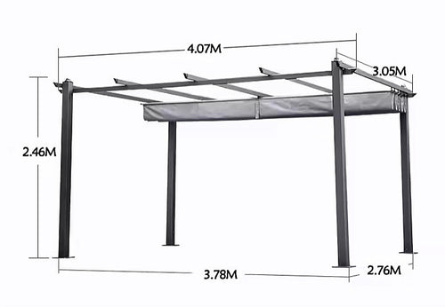 3x4M Aluminium Retractable Pergola Marquee with Slanted Roof – Garden Patio Canopy
