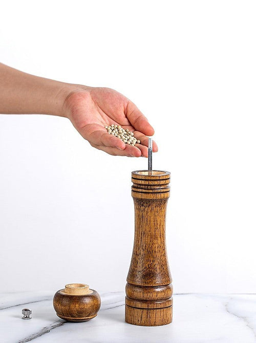 8" Wooden Salt and Pepper Grinder Adjustable Manual Wood Ceramic Core