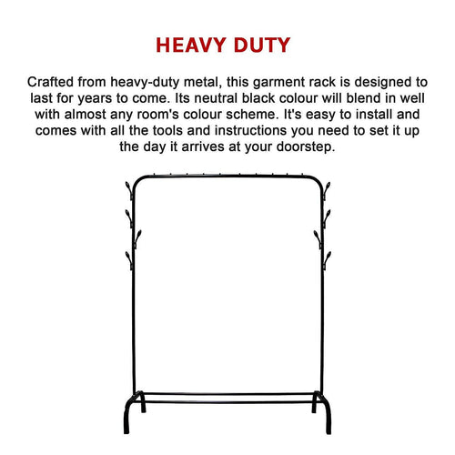 Closet Organizer Metal Garment Rack Portable Clothes Hanger Storage Shoes Rack Black