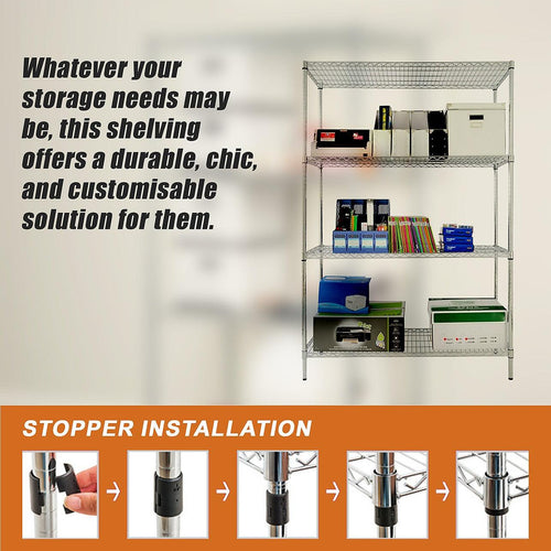 Modular Wire Storage Shelf 1200 x 600 x 1800mm Steel Shelving - Carbon Chrome Plated