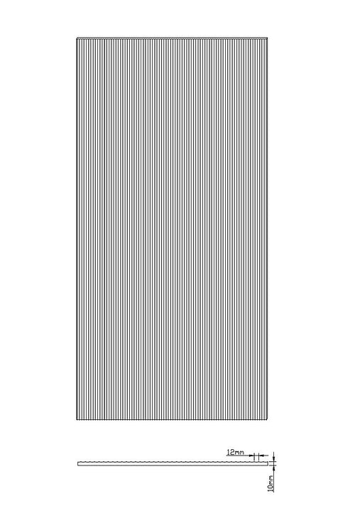 100cm Reeded Glass Shower Screen with Chrome Wall Channel & Round Pole