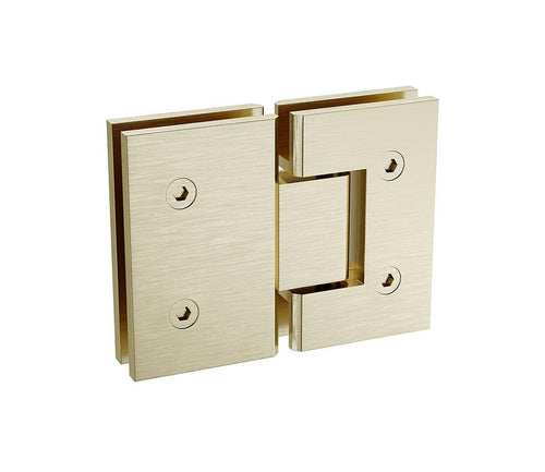 100x100cm Corner Frameless Shower Screen with Gold Channel and Brass Hinges, Round Knob Handle