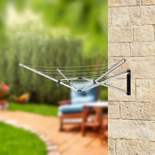 26m 5 Arm Wall Hang Mountable Clothes Airer Dryer Washing Line Bathroom Kitchen