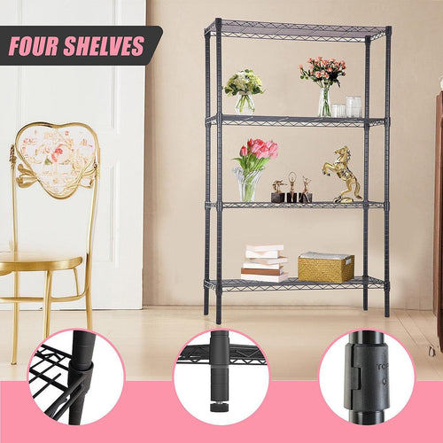 Modular Wire Storage Shelf 900 x 450 x 1800mm Steel Shelving - Baking Black Technology