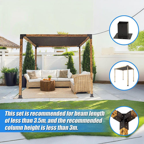 Roof Pergola Gazebo Shed Matte Black Steel Single with Black Screen Brackets DIY Kits