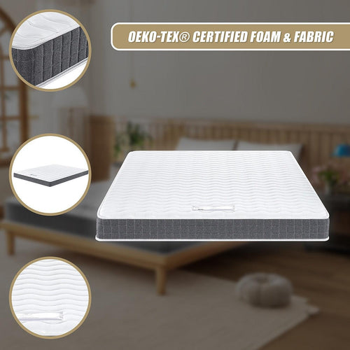 OEKO-TEX® & CertiPUR-US® Certified Queen Memory Foam Mattress – Hypoallergenic, Eco-Friendly, Pressure-Relieving Comfort