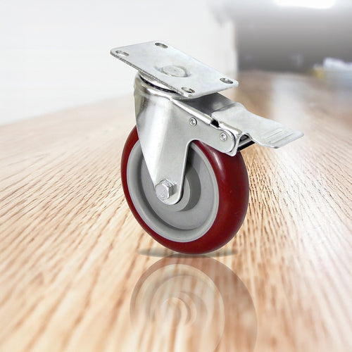 4 Pack 5 Inch Heavy Duty Locking Caster Wheels with Swivel Plate Castors