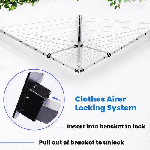 24m Folding Dryer for Laundry & Washing - Wall Mounted 5 Arm Clothes Airer