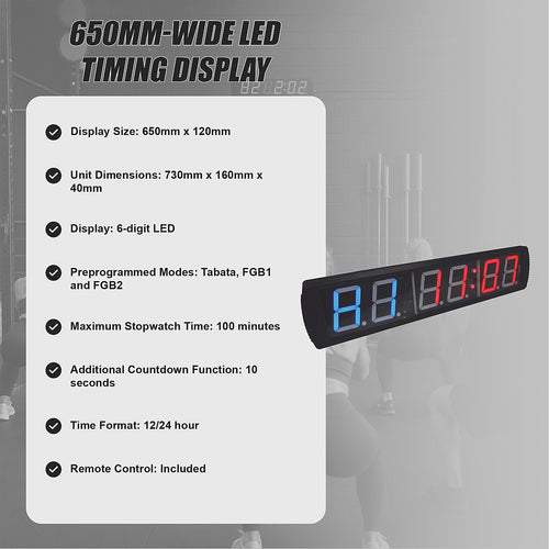 Gym Timer Clock with 6-Digit LED Display and Interval Modes