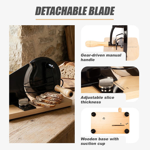 Manual Bread Slicer for Homemade Sourdough with Conveyor Guide