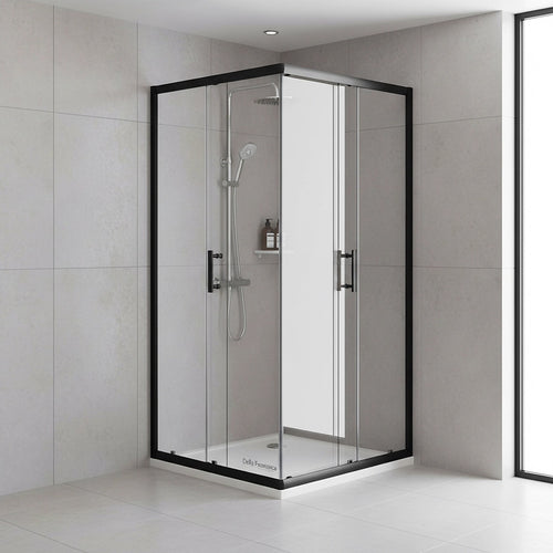900 x 900mm Sliding Door Nano Safety Glass Shower Screen – Black Easy-Clean Design for Australian Bathrooms