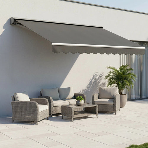 Automatic Retractable Awning 3x2.5m - Grey Outdoor Wall Sunshade