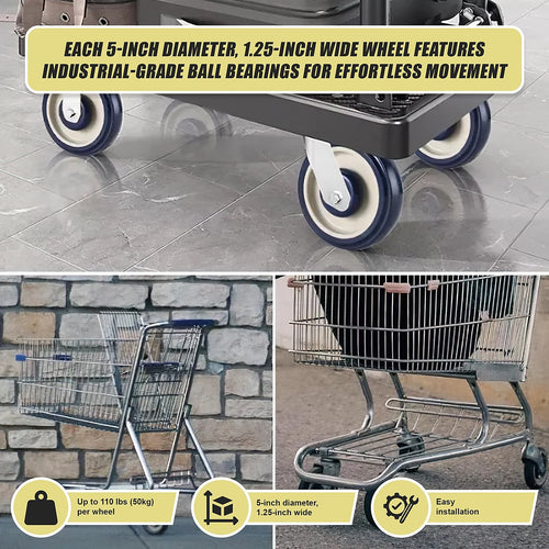 8-Pack 5'' Replacement Wheels – Heavy-Duty Caster Wheels for Carts, Trolleys & Equipment