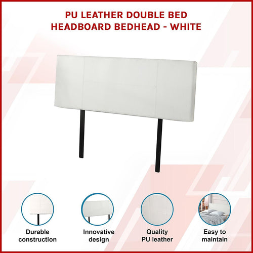 Double White PU Leather Bed Headboard Bedhead
