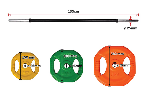 20kg Standard Rubber Coated Barbell Weight Bar for Home Gym Strength Training